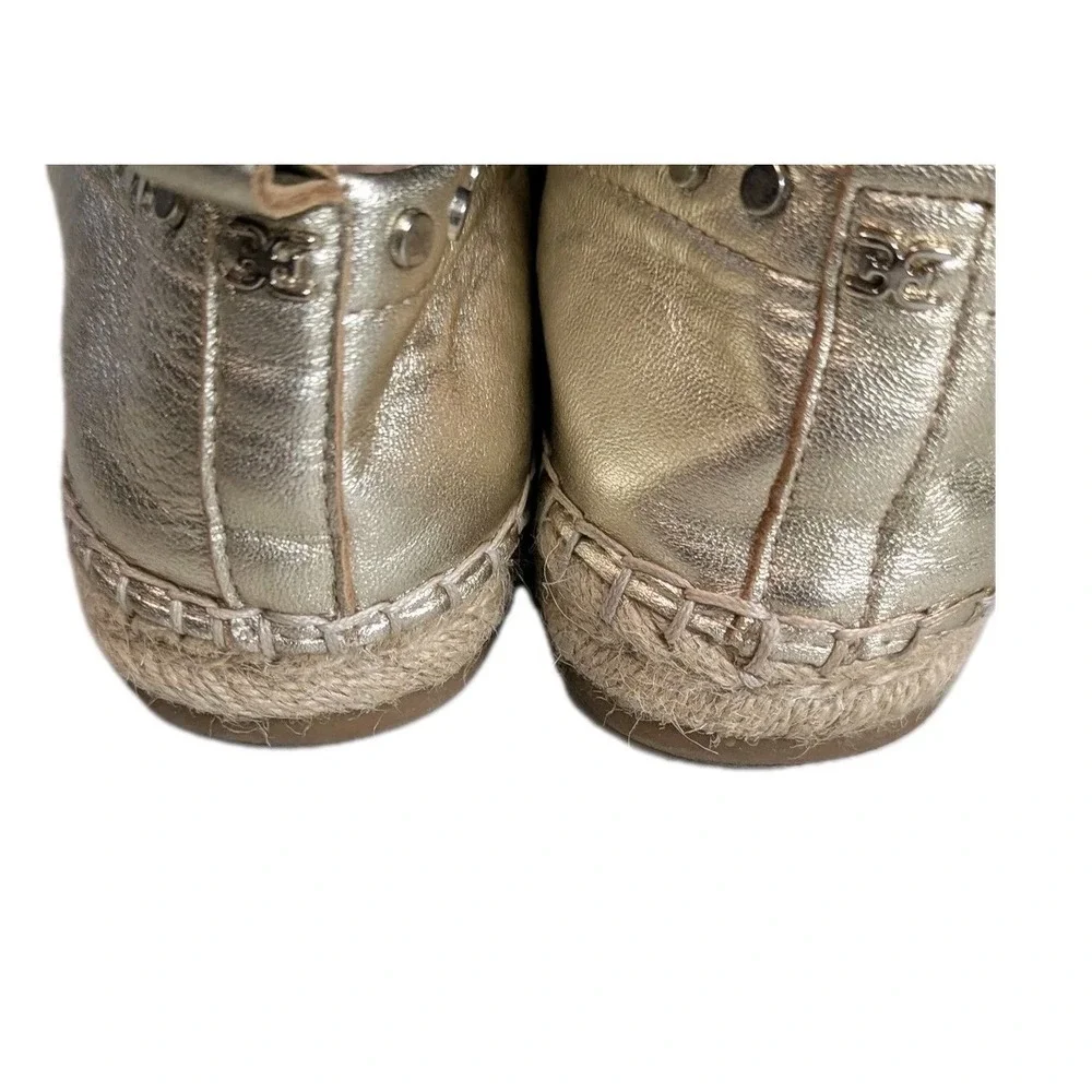 Sam Edelman Koda Gold Metallic Leather Studded Espadrille Flats Size 8M